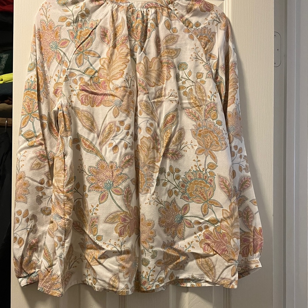 Lucky Brand Floral Blouse in Cream and Orange - Picture 7 of 9